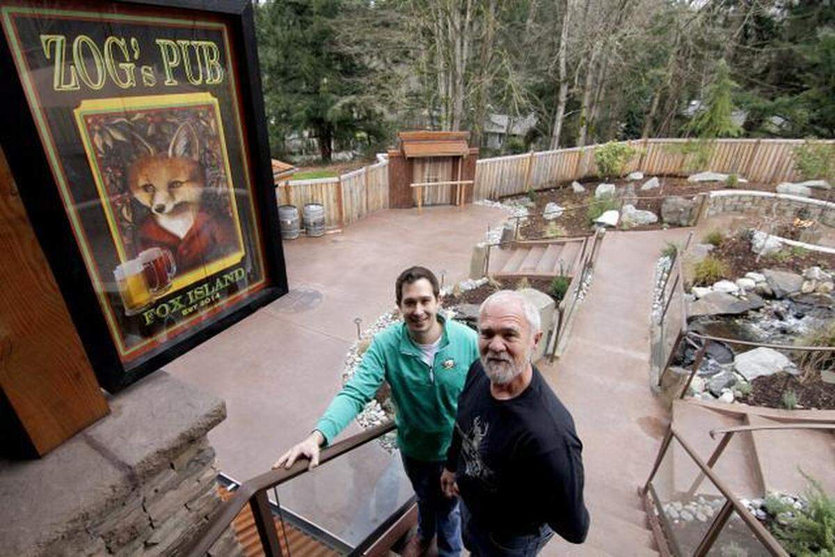 Zog’s is Fox Island’s best-kept, not-so-secret anymore hideaway. Dwayne and Andrew Herzog show off the beer garden shortly after it opened in 2015.