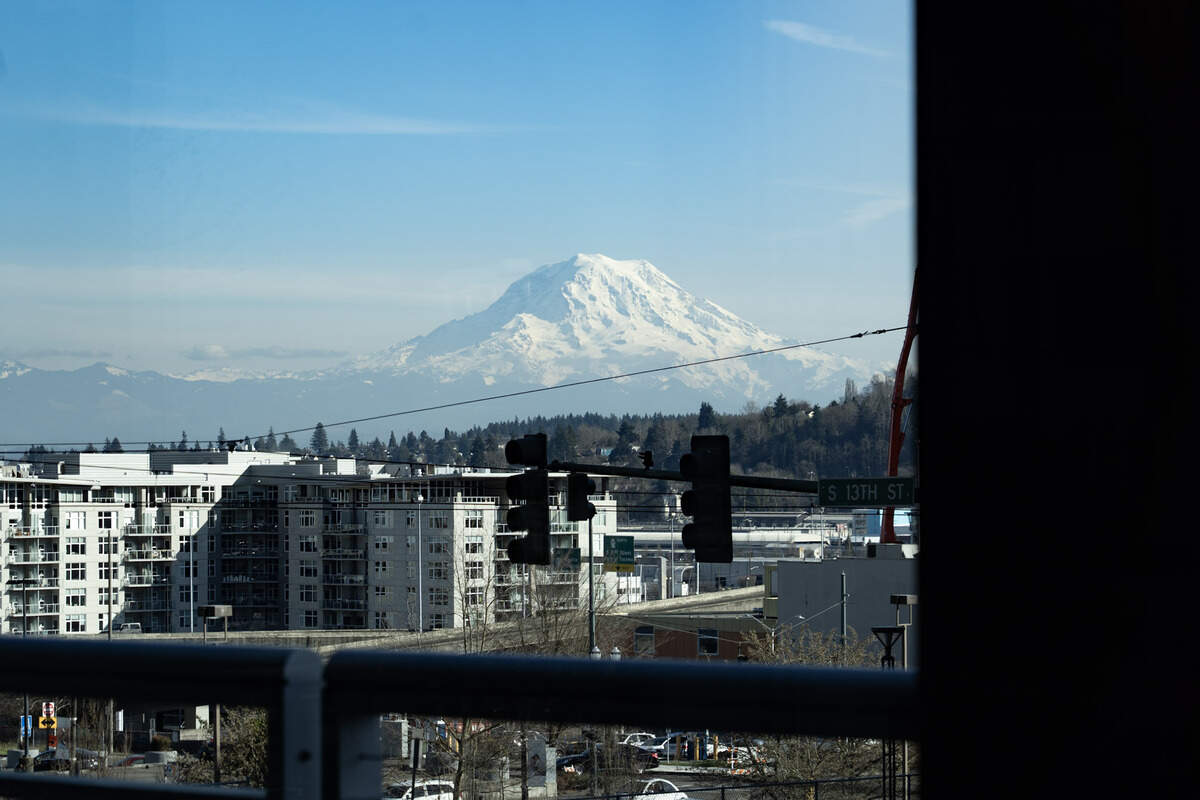 You can sip on a latte and get some work done with Mount Rainier in the background at Ebony and Ivory Coffee in Tacoma.