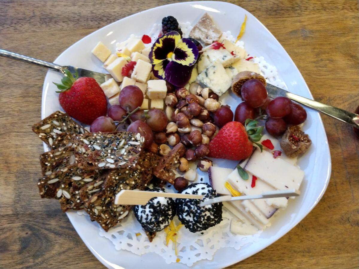 A cheese plate from The Blue Octopus Champagne Bar.