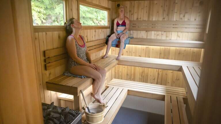 That black trailer parked at Owen Beach? It’s a sauna. We took a look inside