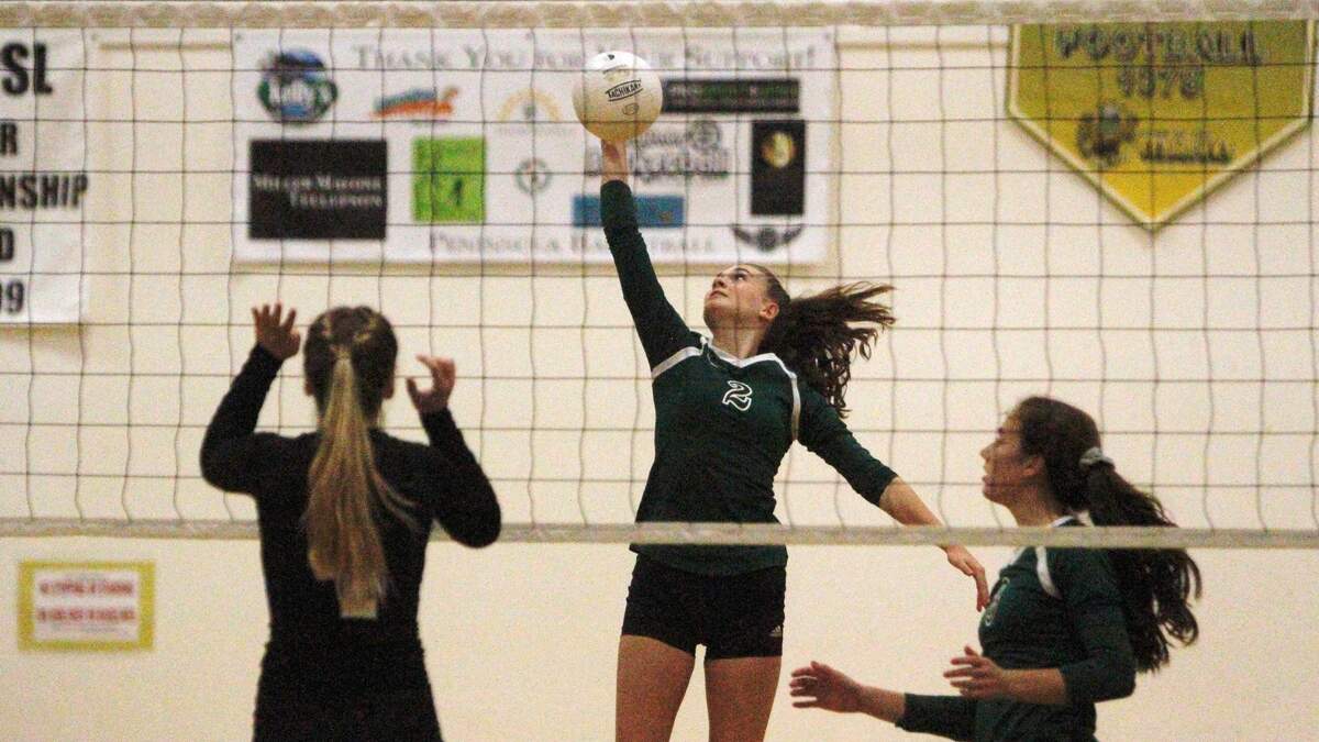 Peninsula High School’s Josie Hampton has earned rave reviews from her teammates and coaches, lauding her ability and versatility at the net for the Seahawks.