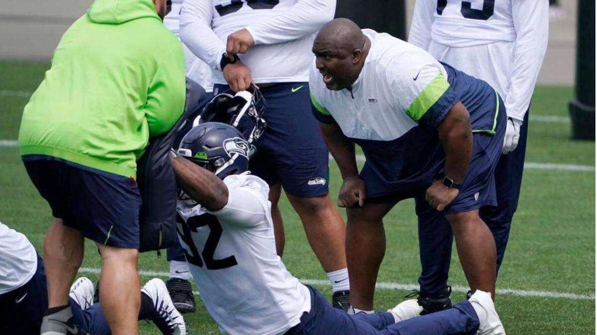 The Seahawks officially announced Clint Hurtt, here in his role last June as the team’s previous defensive line coach, as Seattle’s new defensive coordinator.
