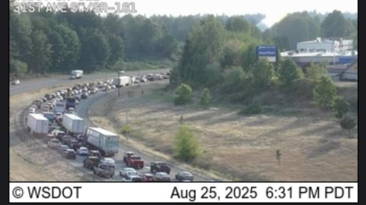 A multi-vehicle wreck on westbound State Route 512 near Canyon Road was blocking traffic, Monday, Aug. 25, 2025