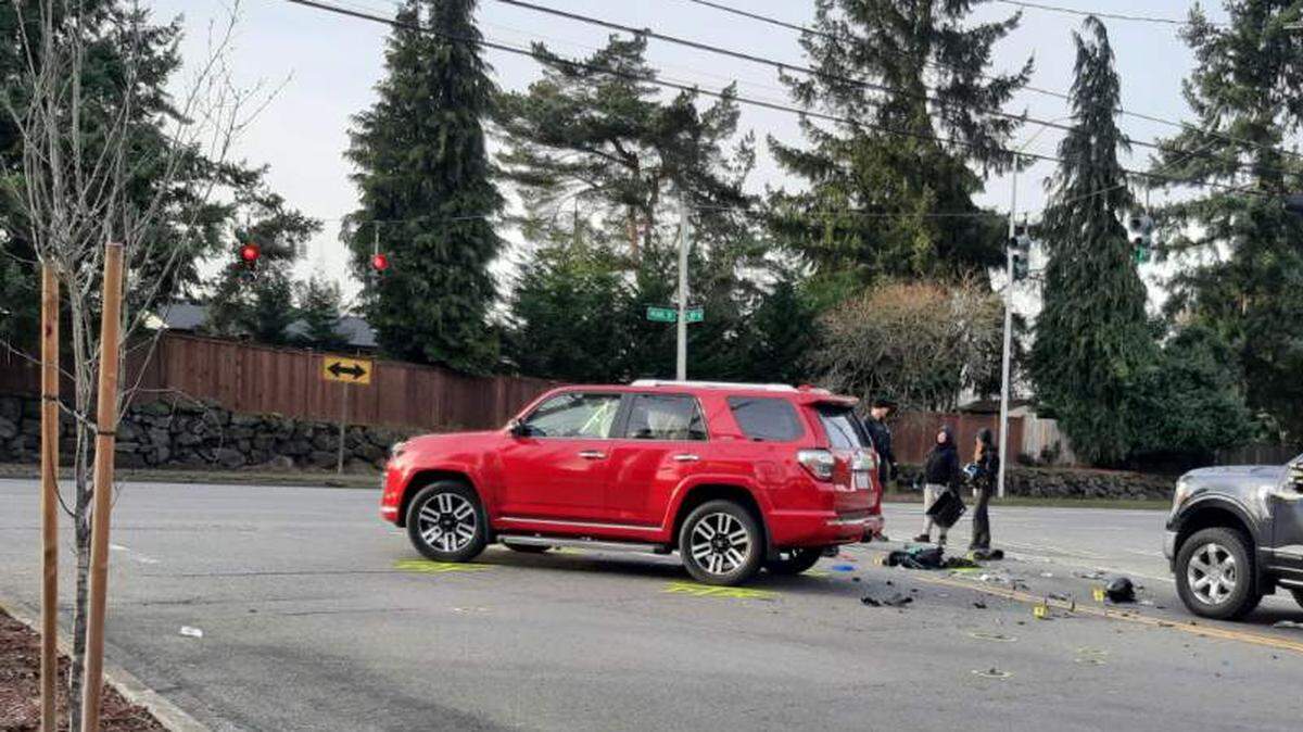 A motorcyclist hit an SUV that was making a right turn onto North 30th Street from northbound North Pearl Street Monday afternoon. The impact spun the SUV 180 degrees. The motorcyclist died.