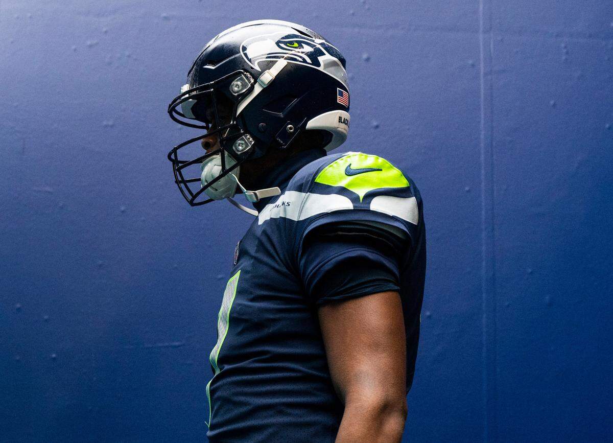Seattle Seahawks quarterback Geno Smith (7) walks out of the tunnel before the start of an NFL game against the Carolina Panthers at Lumen Field in Seattle Wash., on Dec. 11, 2022. The Seahawks lost to the Panthers 24-30.