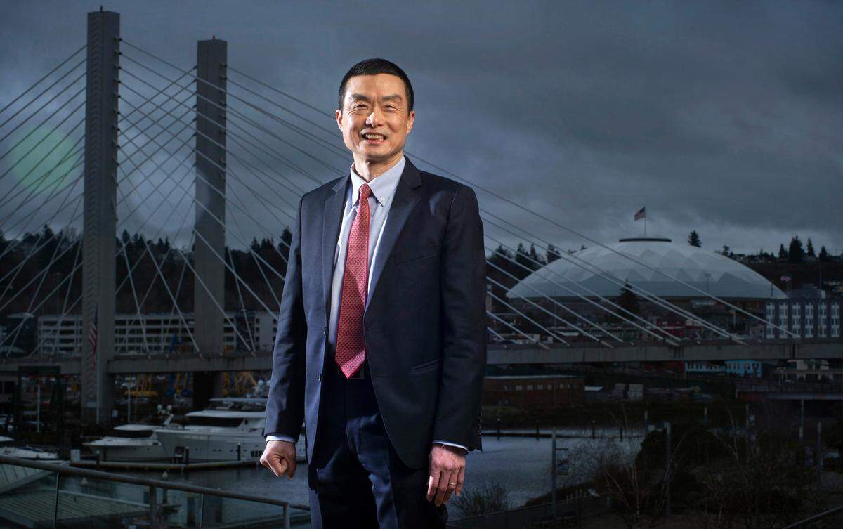Dr. Anthony Chen, Director of Health for the Tacoma-Pierce County Health Department, has lived around the world and across the county, but says Tacoma is his home. He is shown in downtown Tacoma, Washington on Thursday, Feb. 4, 2021.