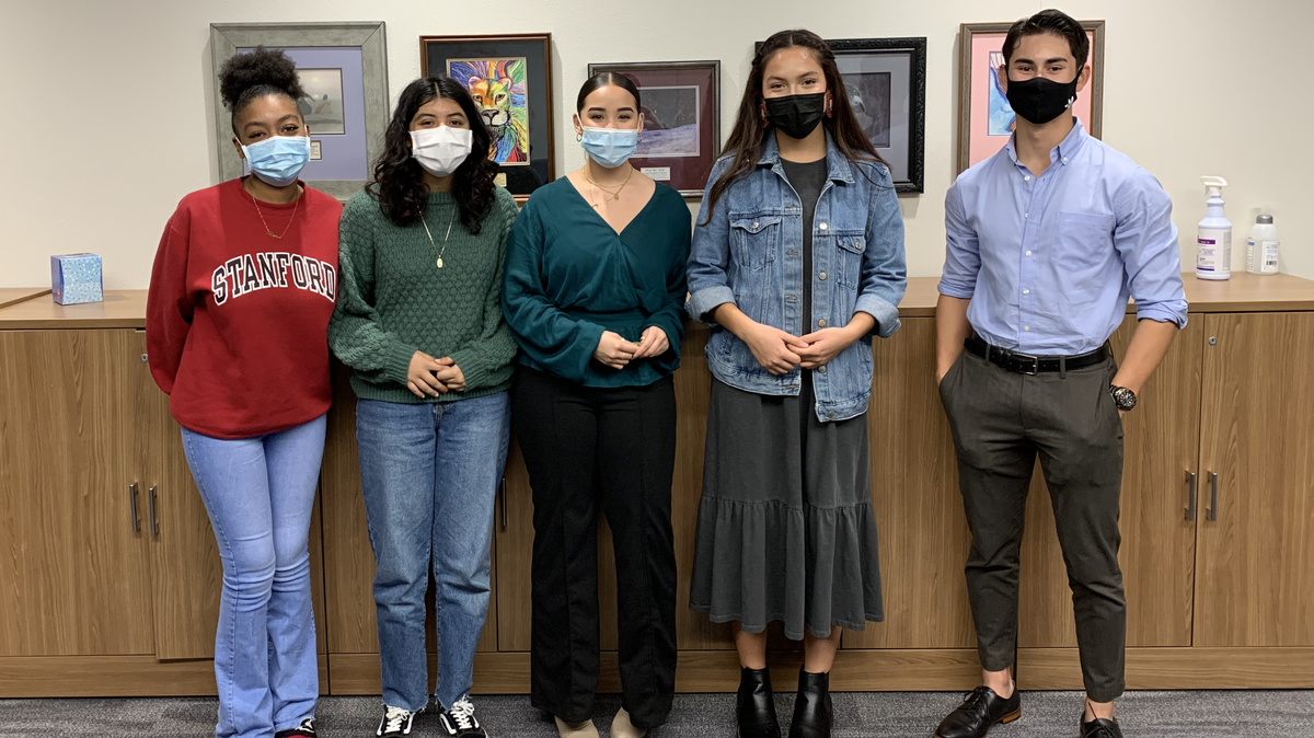 A committee changed the Bethel High School mascot from the Bethel Braves to the Bethel Bison to comply with a new state law banning Native-related mascots. From left to right: Ramya Nichols, Rebekah Morales, Karla Chavez, Mia Red Crow, James Lathrop
