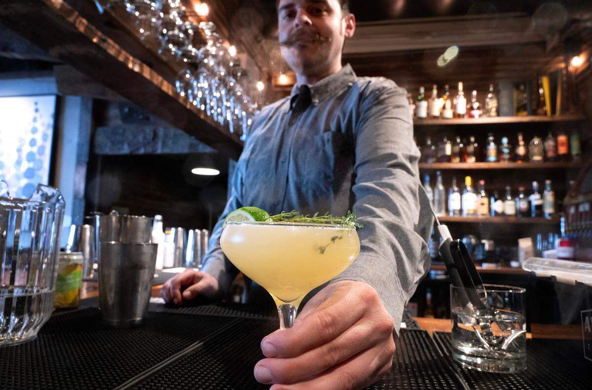 Bocanegra brings years of experience in the industry and a personal reverence for cocktail studies to West 122. Time-consuming touches include homemade ginger juice, fresh honey dew and the pineapple-thyme-lime cordial used to make this pretty gimlet.