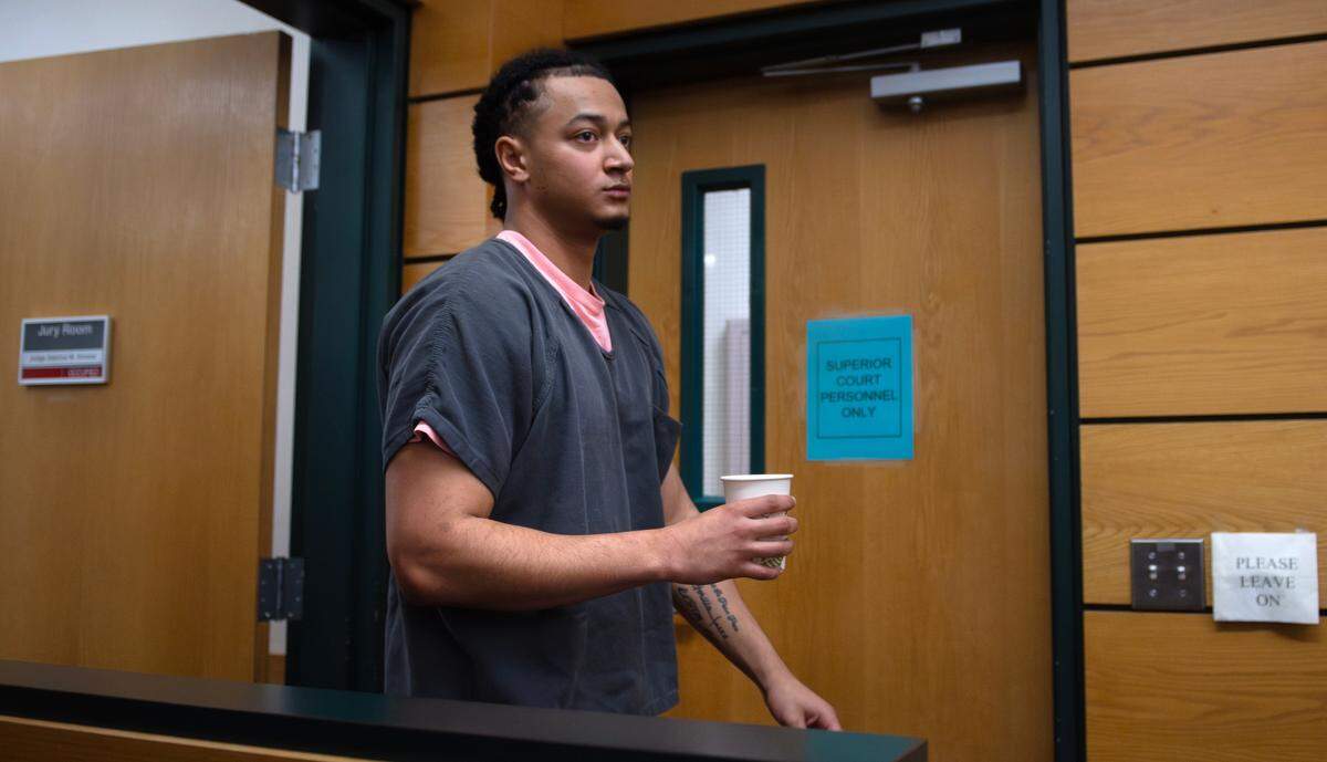 Elijah James Goode Mitchell appears in Pierce County Superior Court in Tacoma, Washington, on Friday, April 26, 2024, for sentencing in the shooting death of his friend, Lavonte Fleming in 2019.