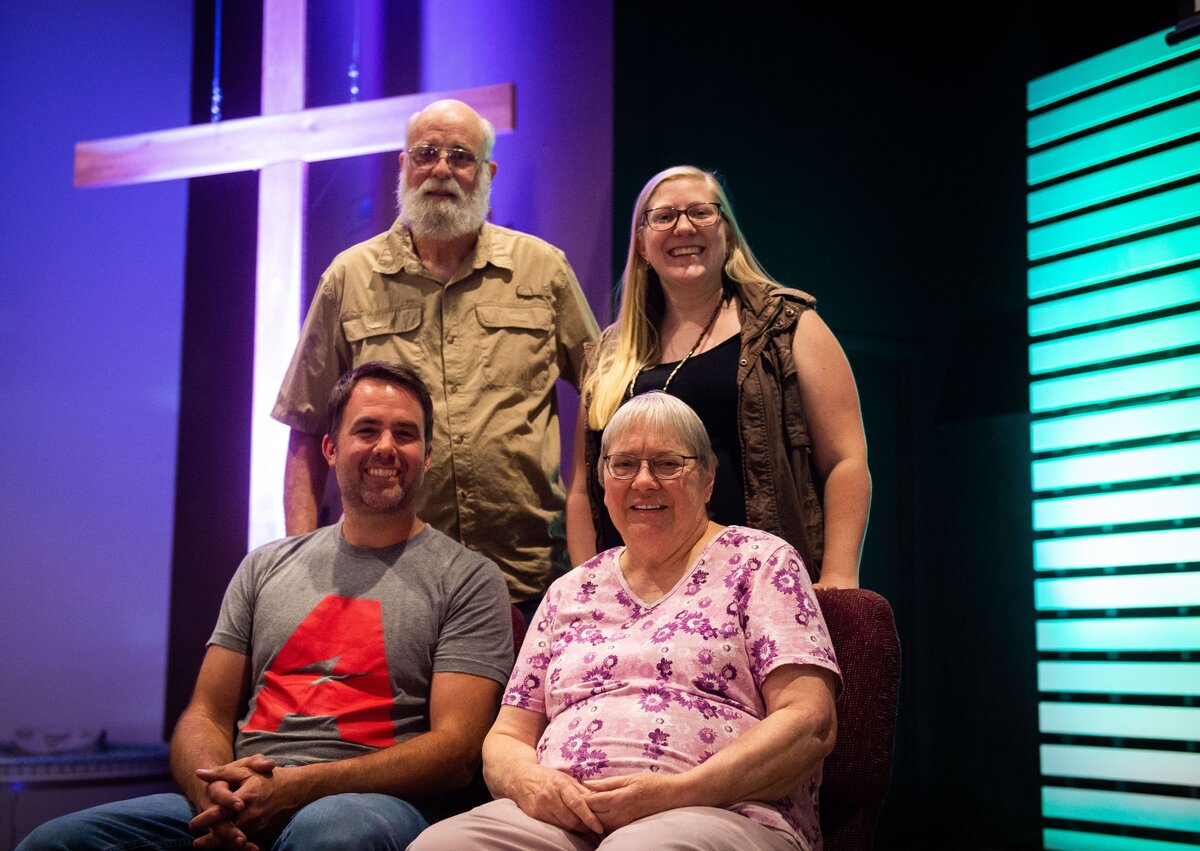 From top left: Dennis Dudley, Erin Jordan, Ester Brau and the Rev. Tyson Lash sit for a portrait at Harbor Life Church in Gig Harbor. The church is celebrating its 100-year anniversary on Sunday. (Sept. 16).