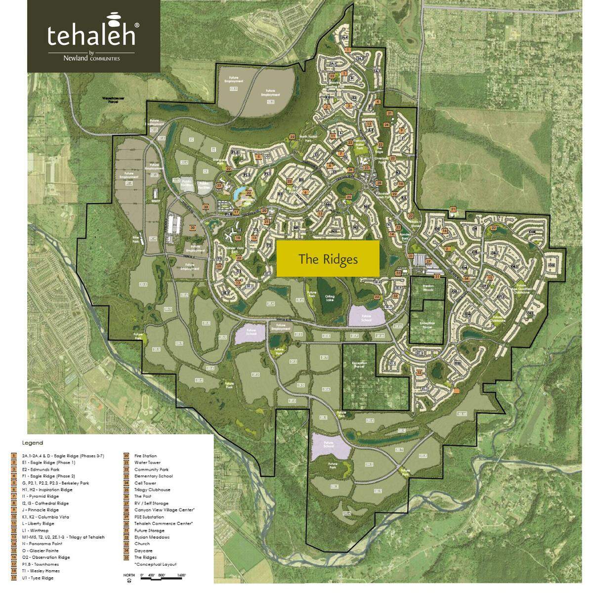 Map provided by Brookfield shows the planned location for The Ridges at Tehaleh.