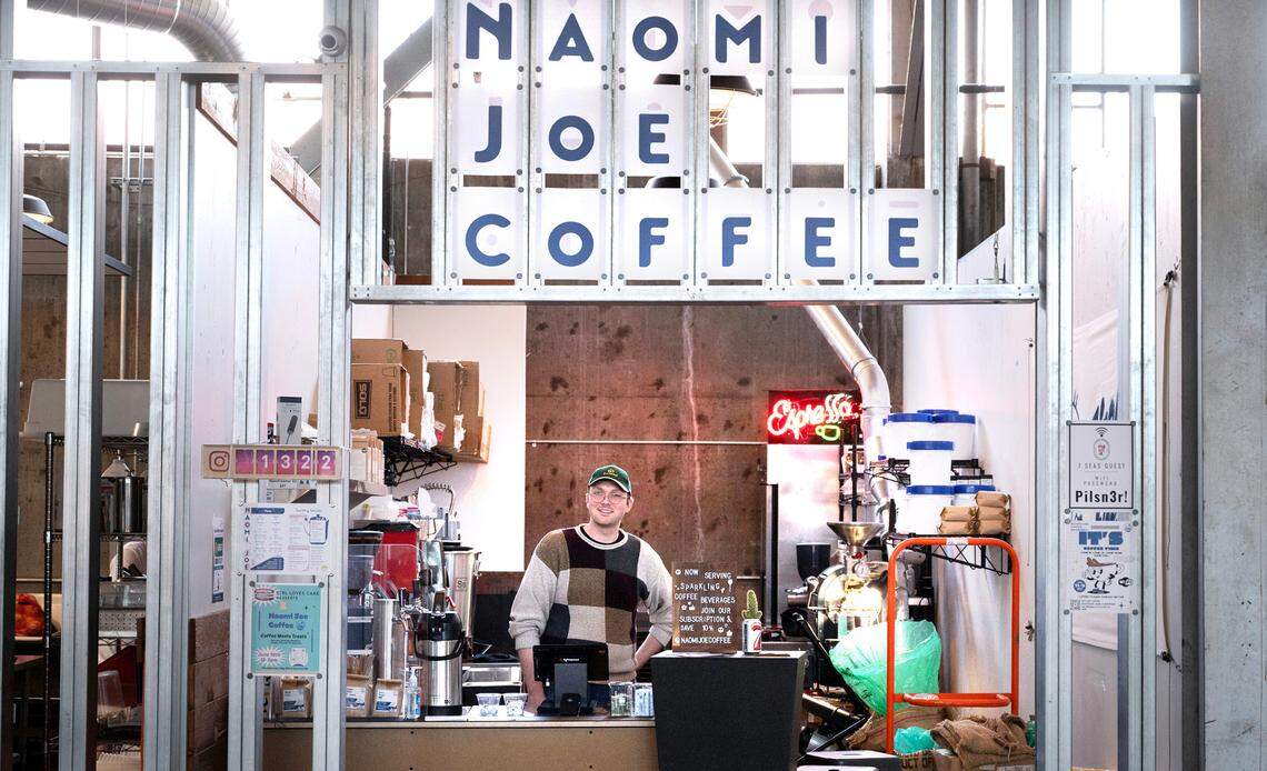 Kyle Willingham seen at his Naomi Joe Coffee shop inside 7 Seas Brewing in Tacoma in 2023.