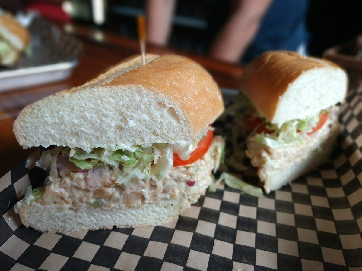 A vegan chickpea salad sandwich at Tacoma’s Eleven Eleven, a bar in the Hilltop neighborhood.