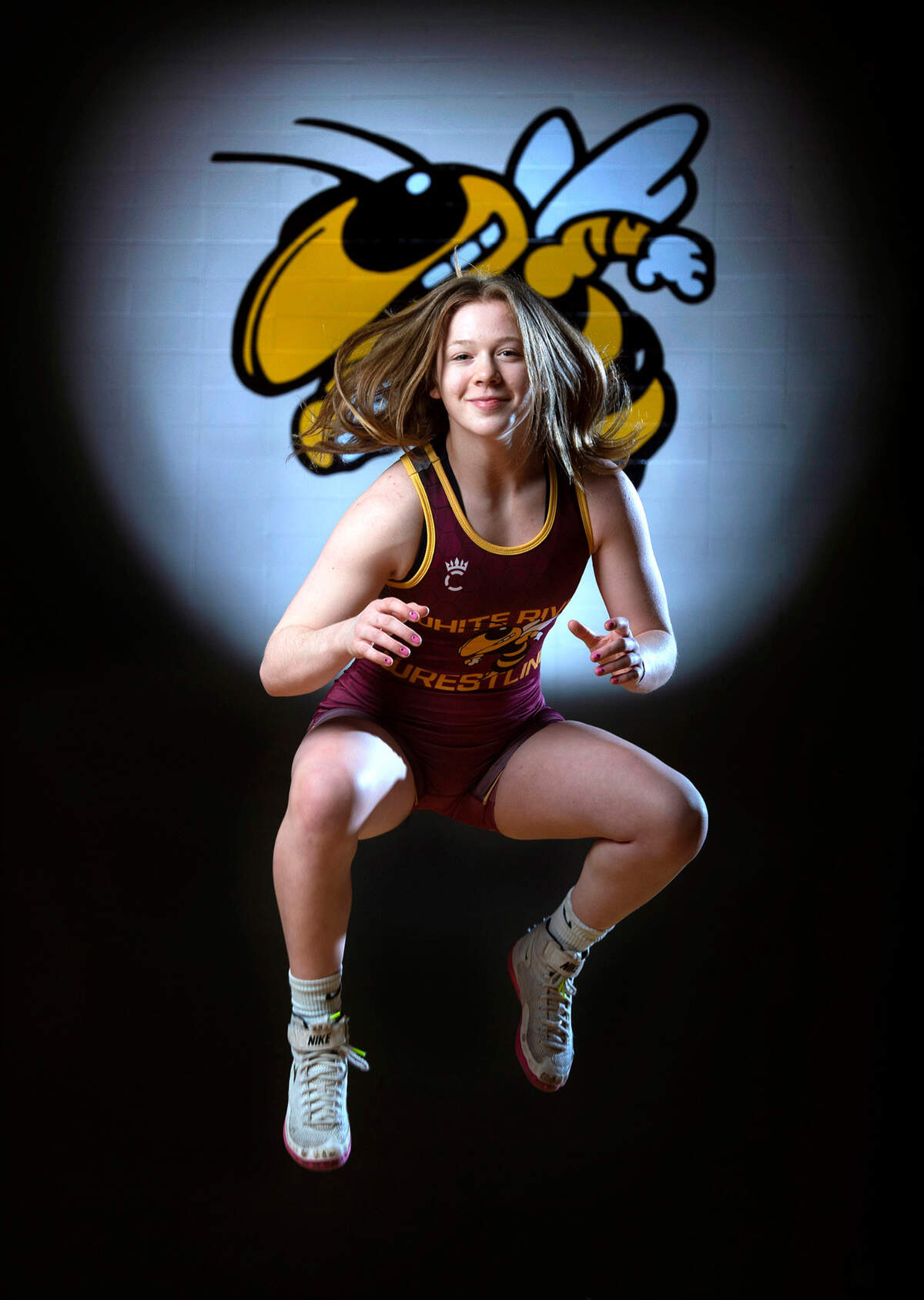 White River junior wrestler Shelby Moore is undefeated heading into this weekend’s Mat Classic state championships in the TacomaDome. Moore is photographed at White River High School in Buckley, Washington, on Tuesday, Feb. 15, 2022.