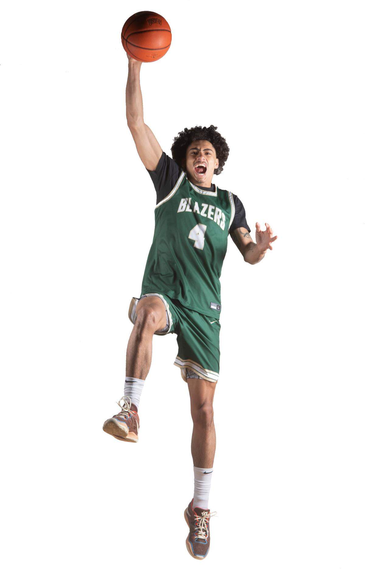 Timberline senior Brooklyn Hicks is one of six players named to The News Tribune’s All Area Boys Basketball Team. He is photographed at Curtis High School in University Place, Washington, on Saturday, March 11, 2023.