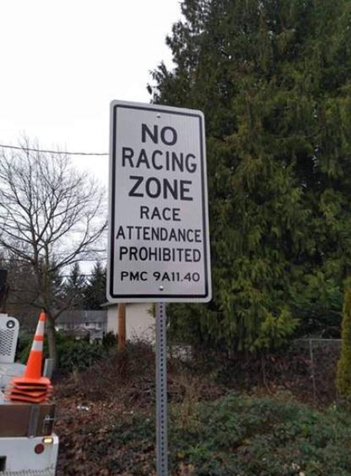 After enacting an ordinance, Puyallup officials have placed signs in three areas of the city warning against street racing or watching street racing events.