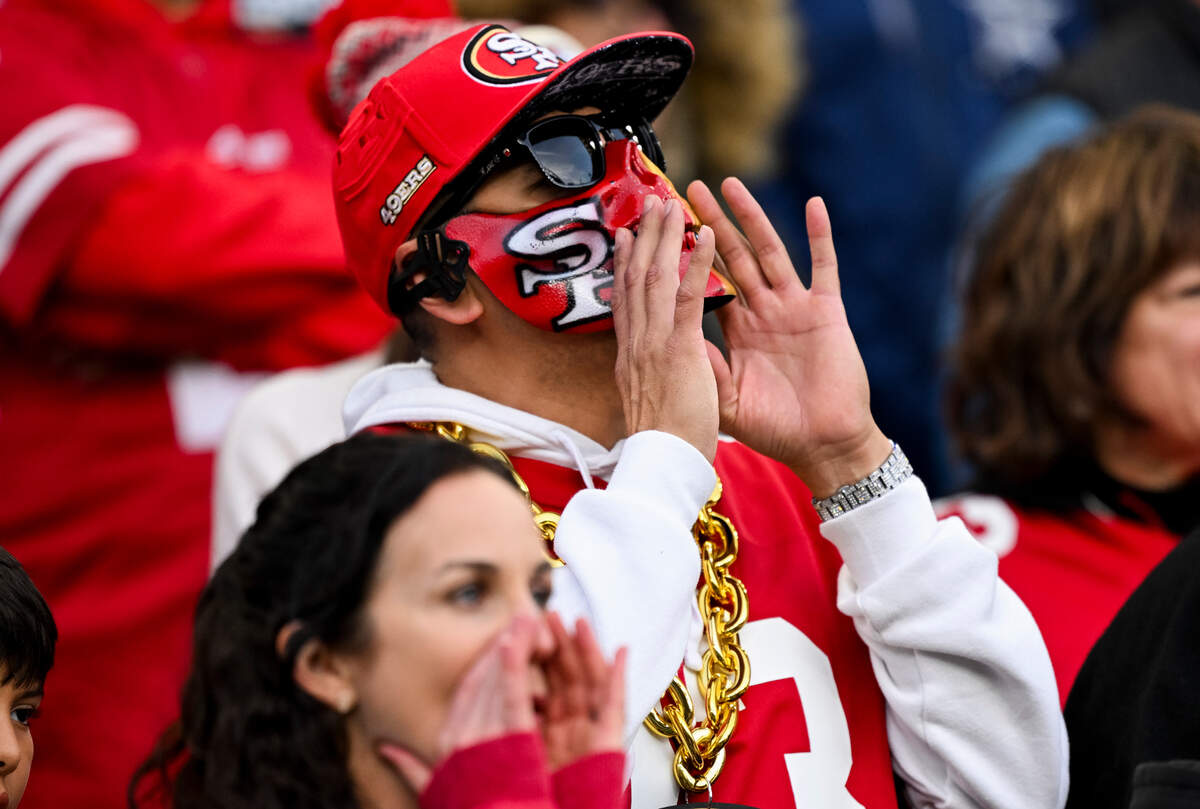 San Francisco 49ers fans cheer during the second quarter of the game between the Seattle Seahawks and the San Francisco 49ers at Lumen Field, on Thursday, Oct. 10, 2024, in Seattle, Wash.