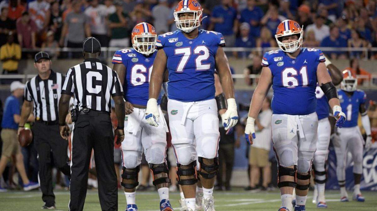 The Seahawks traded up in round six to get an offensive tackle they need for beyond 2021. Stone Forsythe from the University of Florida is huge: 6 feet 8, 307 pounds.