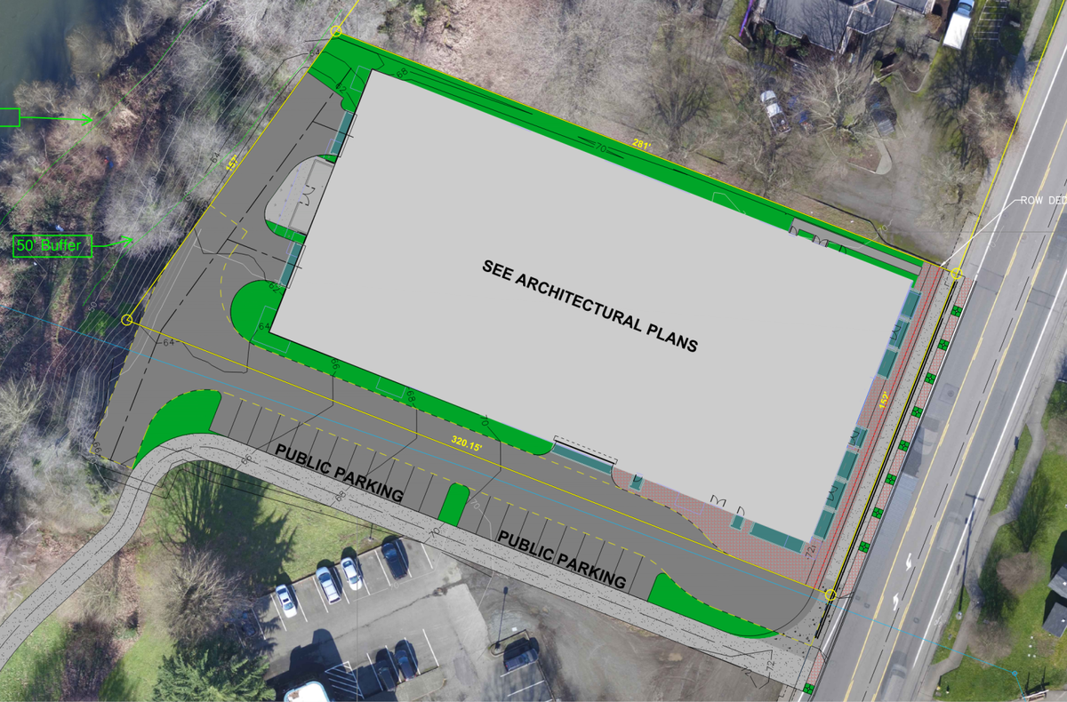 This map shows where parking will be for the Riverfront Apartments, a six-story project that is under construction at 1228 Fryar Ave. in Sumner.
