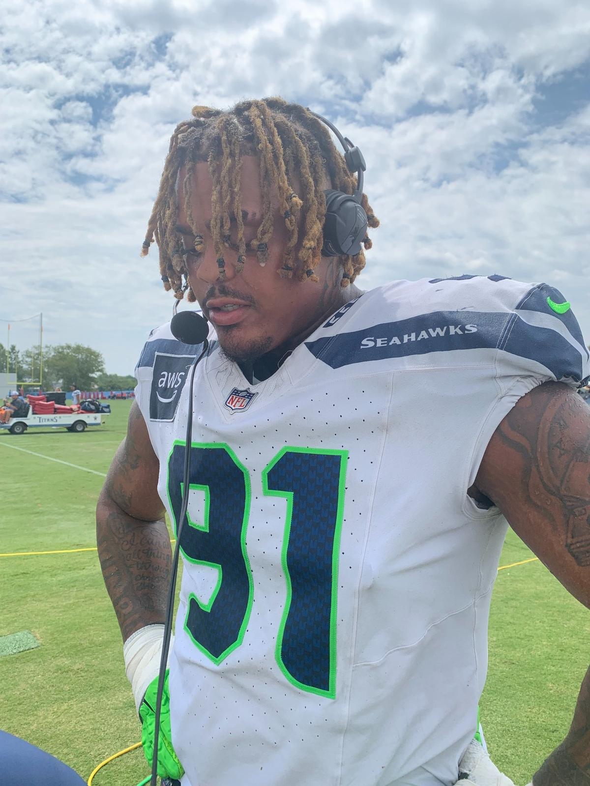 Rookie defensive tackle Byron Murphy talks to The News Tribune’s Gregg Bell on 93.3 KJR-FM radio from the field in Nashville, Tennessee, following the first of the Seahawks’ two joint practices with the Titans.