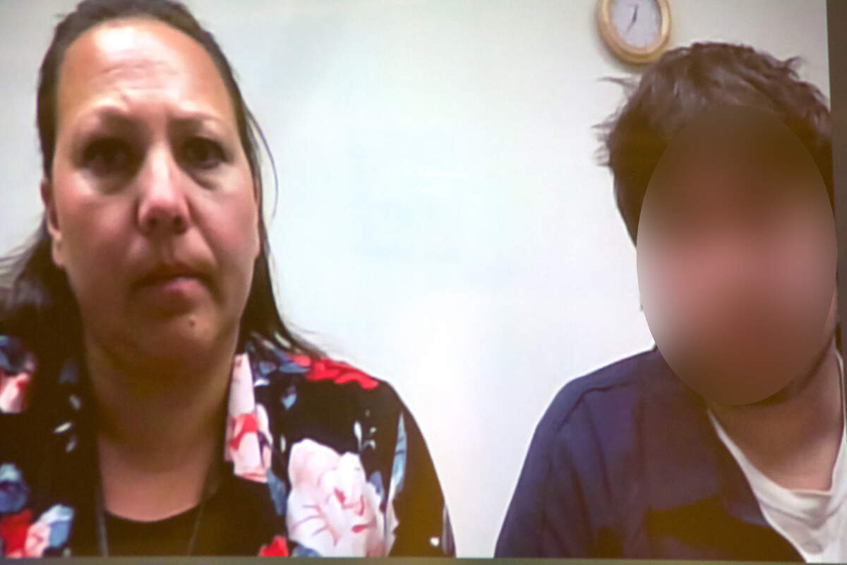 Brodey Drew Brownell (right) appeared for arraignment Friday, Aug. 4, 2023 via Zoom from Remann Hall in Pierce County Superior Court with defense attorney Melissa Gomez. Brownell was charged with first-degree murder and first-degree assault. Judge Grant Blinn ordered news media not to show the 17-year-old defendant’s face.