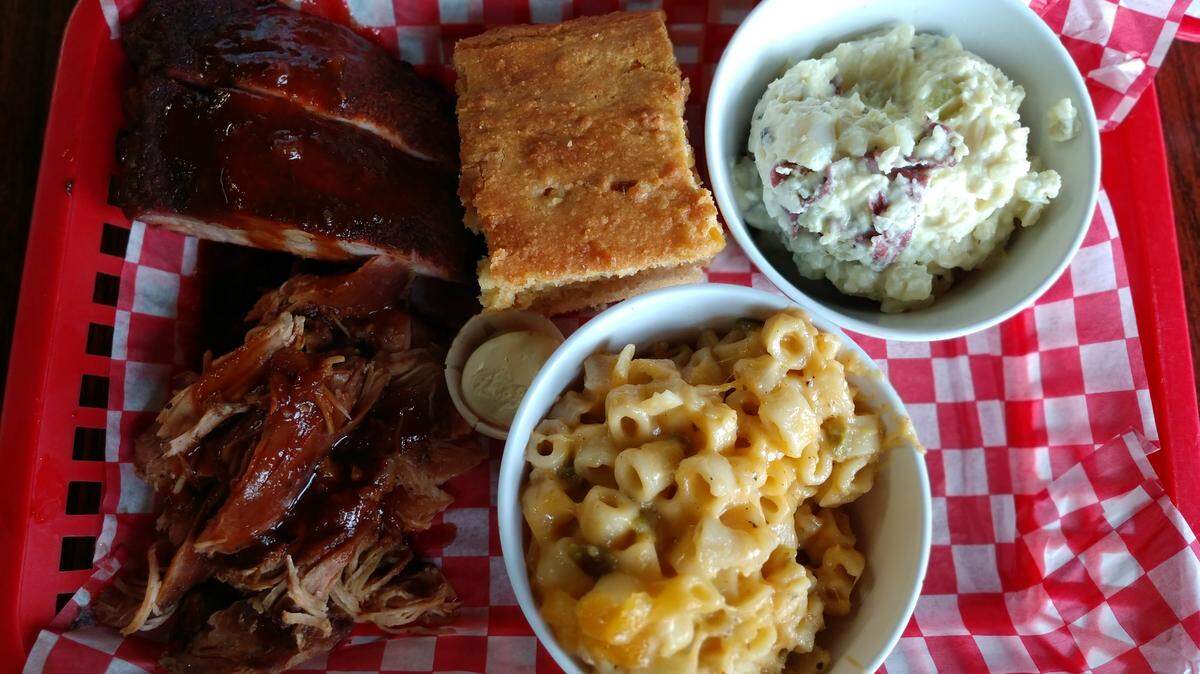 A barbecue plate from Southbay Dickerson’s BBQ in Olympia.