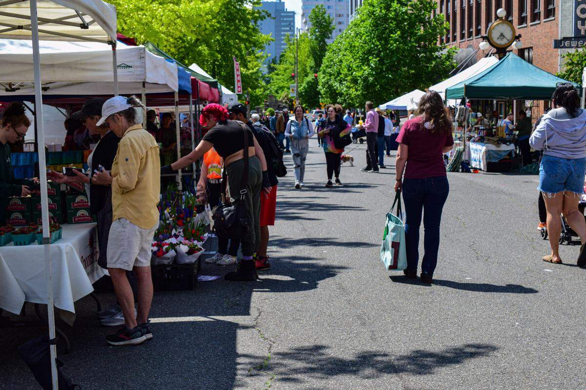 Tacoma Farmers Market runs on Broadway from 9th to 11th every Thursday, April-October. 