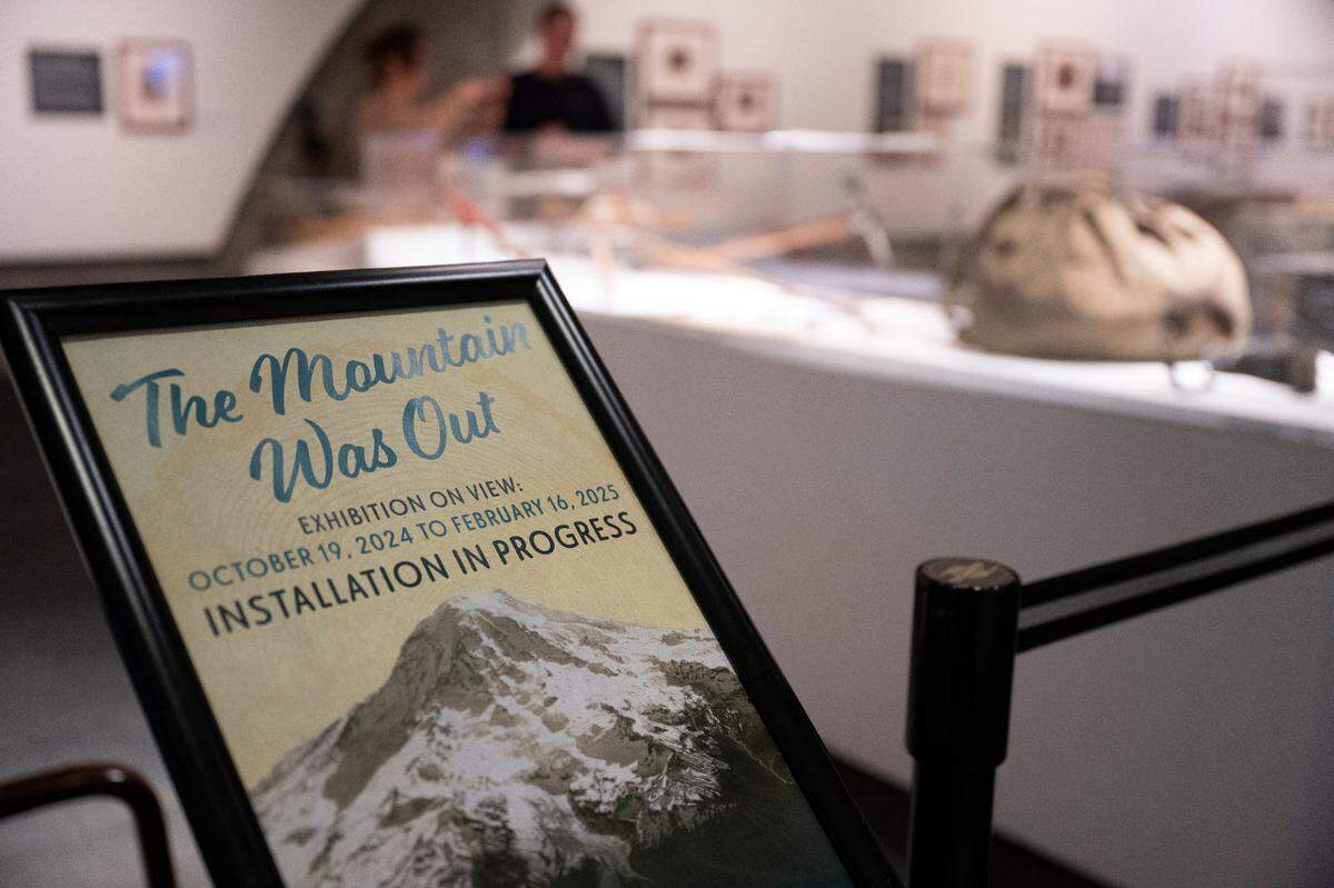 The Mountain Was out exhibition displays artifacts from the history of Mount Rainier at The Washington State History Museum on Wednesday, Oct. 16, 2024, in Tacoma, Wash.