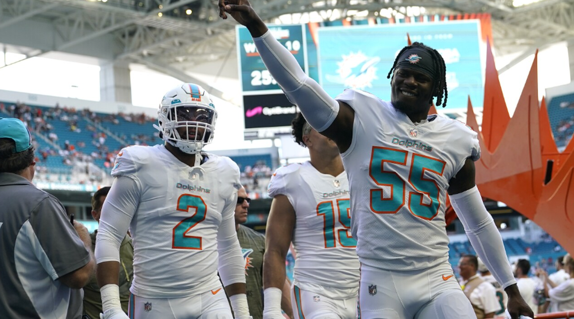 The Seahawks signed former Miami Dolphins starting linebacker Jerome Baker (55) to a one-year, $7 million contract on March 16, 2024.