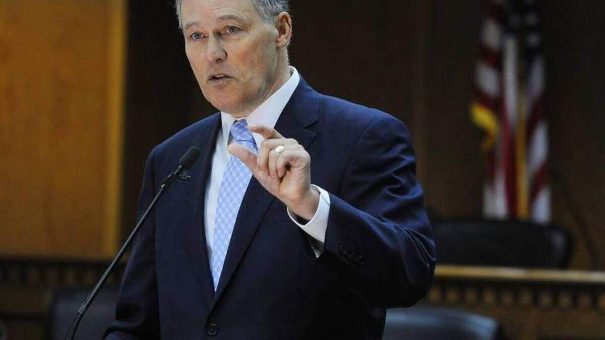 Washington governor Jay Inslee and commissioner for the WA Employment Security Department Suzi Levine will address the media on April 16, 2020.