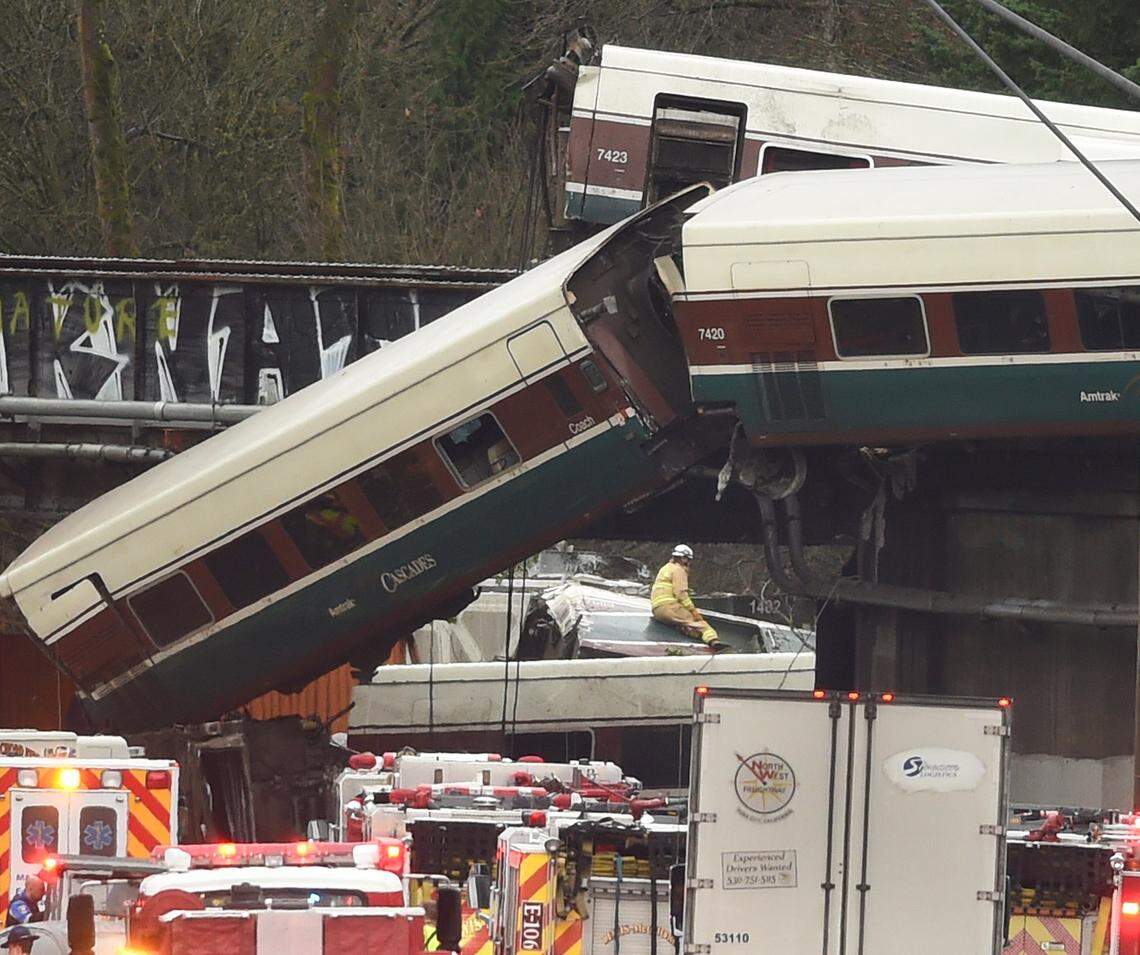 Three people died and scores were injured when an Amtrak train derailed onto Interstate 5 in December 2017, spilling train cars onto the freeway and blocking the southbound lanes of the artery between Thurston and Pierce counties.