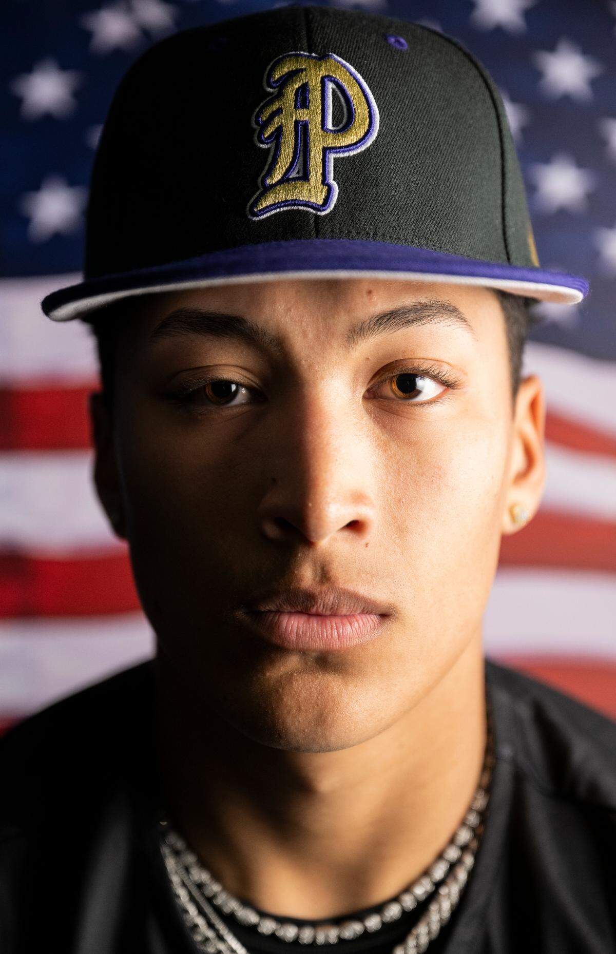 Puyallup High School pitcher Mason Pike poses for a portrait at New Level 360 training facility, on Thursday, April 4, 2024, in Puyallup, Wash.