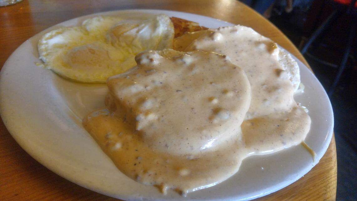 Biscuits with chorizo gravy is a specialty at both Alfred’s in the Dome neighborhood and newly opened Manny’s Place in the Proctor neighborhood.