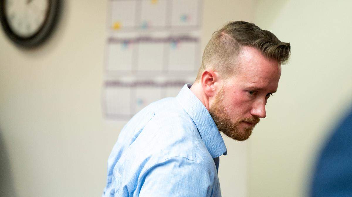 David Benjamin Coots is charged with second-degree assault, third-degree rape, tampering with a witness and five counts of violating a court order. He is seen here during a court hearing in March 2024.