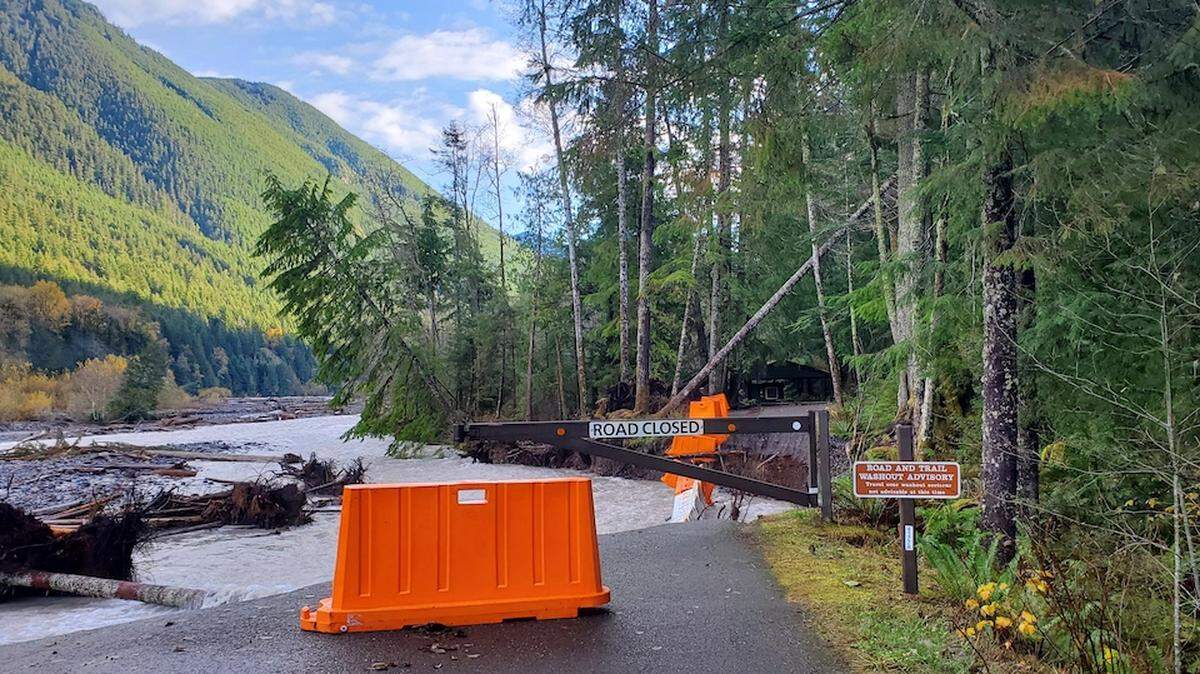 Mount Ranier National Park’s Carbon River Road, Carbon River Rainforest Nature Trail, Green Lake Trail, Chenuis Falls Trail and Ipsut Creek Campground are closed until further notice.