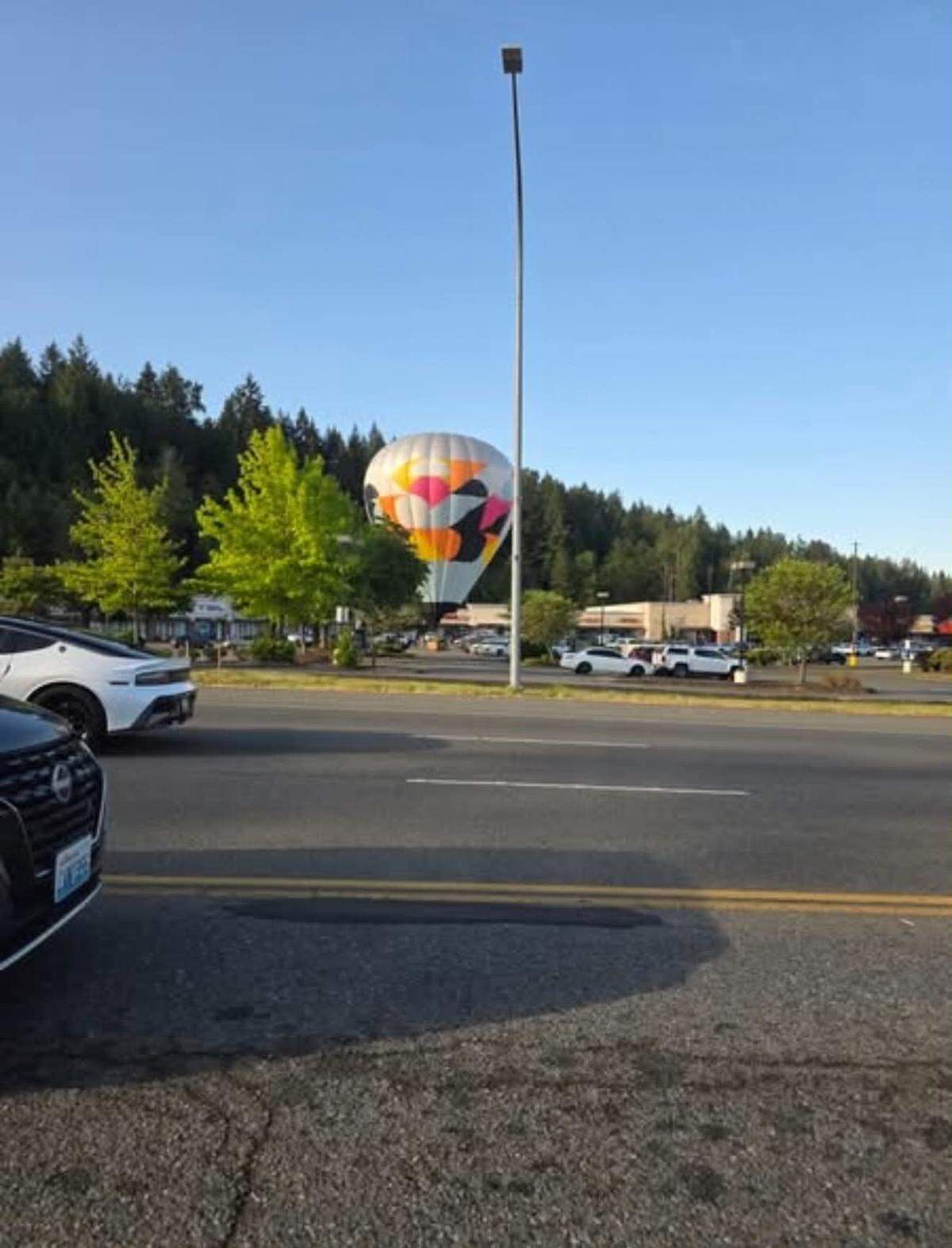 A balloon from Seattle Ballooning landed in a parking lot in Bonney Lake on Wednesday, May 27, 2026.