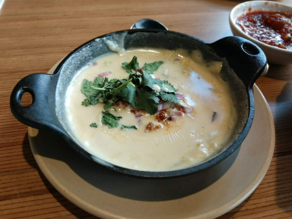 Queso dip with chorizo from Cactus Southwestern Kitchen + Bar in Tacoma’s Proctor neighborhood.