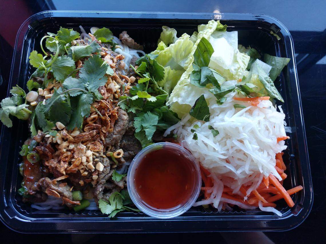 A Vietnamese salad with lemongrass-marinated beef from Fresh Rolls.