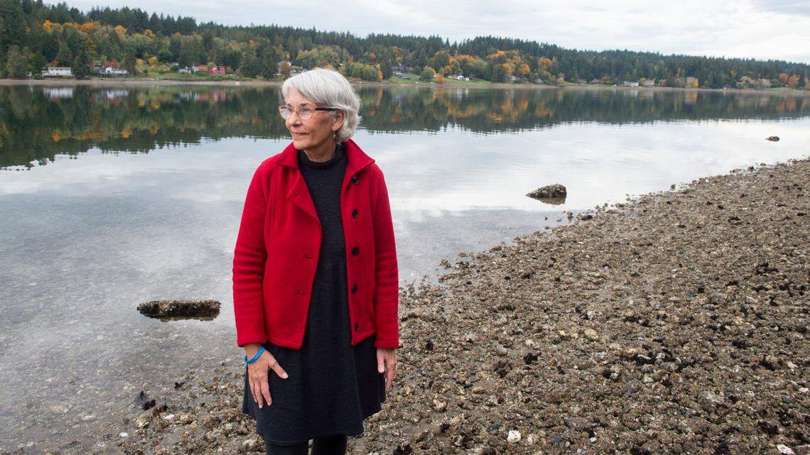 Longtime resident Karen McDonnell and her neighbors are concerned about a proposal by Taylor Shellfish Farms to start an operation to plant and harvest geoducks in Burley Lagoon. Residents feel the project would harm the natural beauty of the estuary, among other impacts.