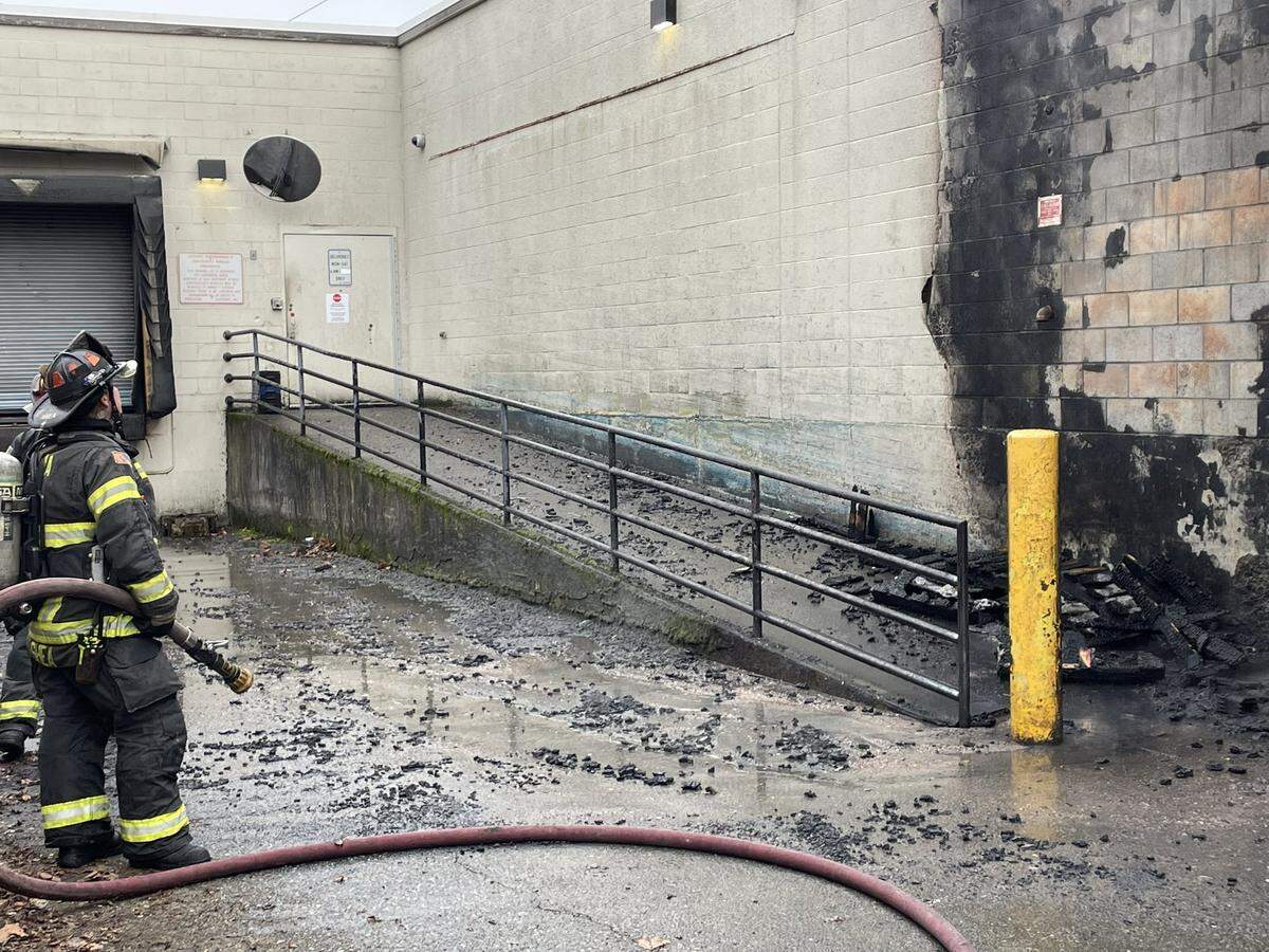 The backside of a Safeway grocery store in Tacoma was on fire on Jan. 27, 2026.