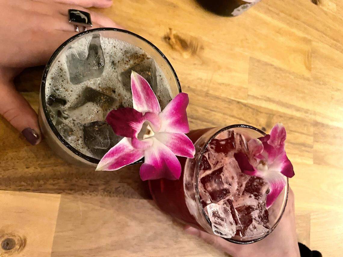 The Lipstick Mez and the Pillow Princess cocktails from Juniper Botanical Bar In Tacoma.