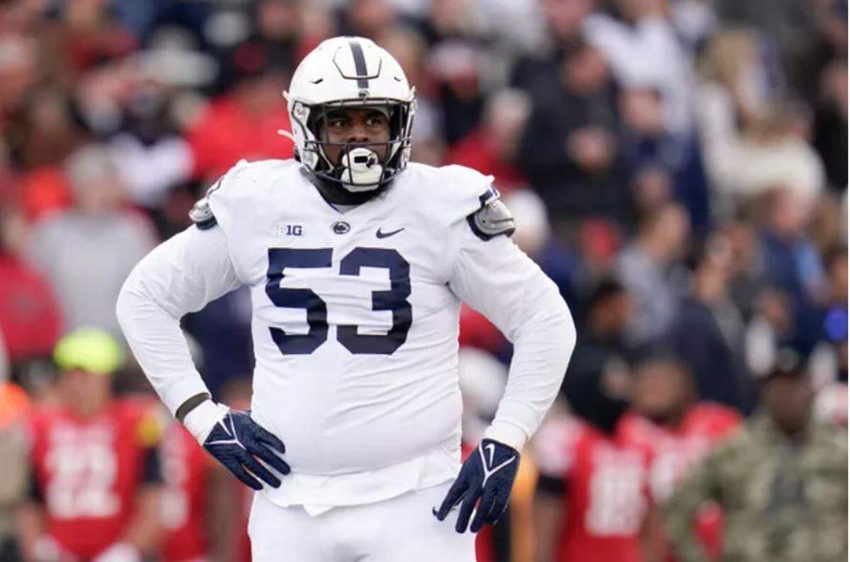 Penn State offensive tackle Rasheed Walker, here playing at Maryland during the 2021 season, reportedly had a visit with the Seahawks before the 2021 NFL draft.