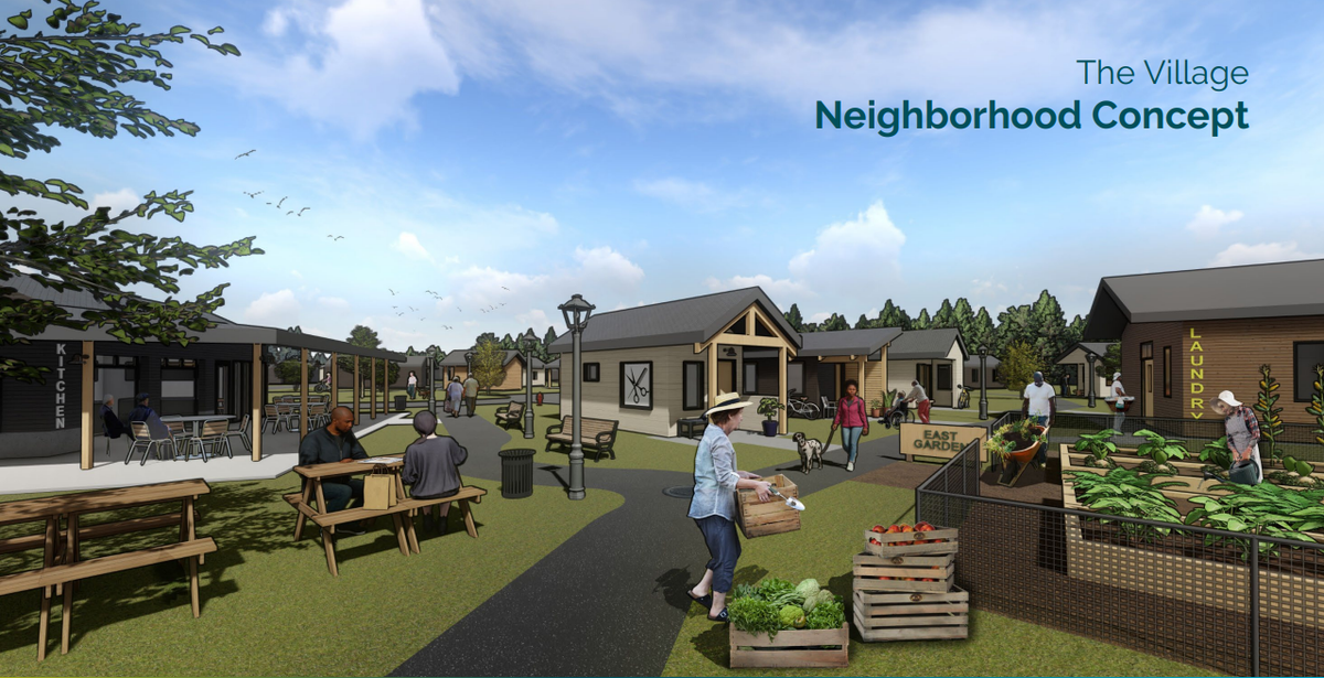 An artist’s rendition of the Shared Community Housing Village proposed west of Spanaway.