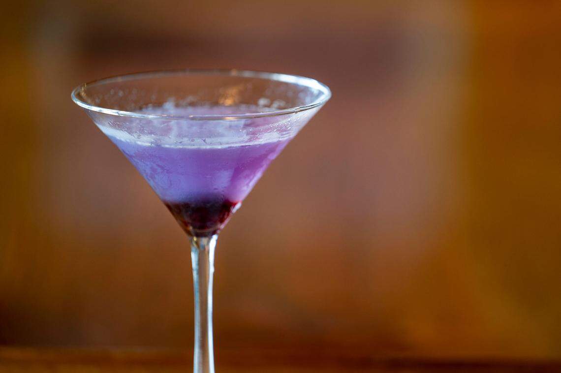 Add a cocktail to your meal At The Blind Pig, such as this vibrant, floral house Aviation.