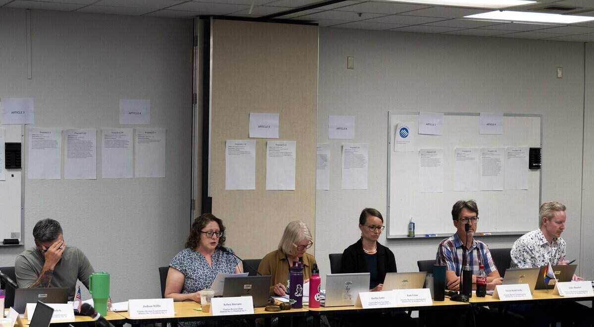 Pierce County Charter Review Commission discusses proposed changes, on Monday, June 15, 2026, in Tacoma, Wash.