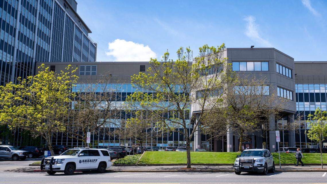 The Pierce County Sheriff’s Office building is seen from Tacoma Avenue on Wednesday, May 11, 2022, in Tacoma, Wash.
