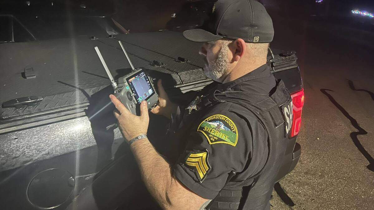 The Thurston County Sheriff’s Office responded to reports of a homeowner firing off his rifle in the Scott Lake area on New Year’s Eve, Dec. 31, 2025. Deputies deployed a drone to observe the scene.