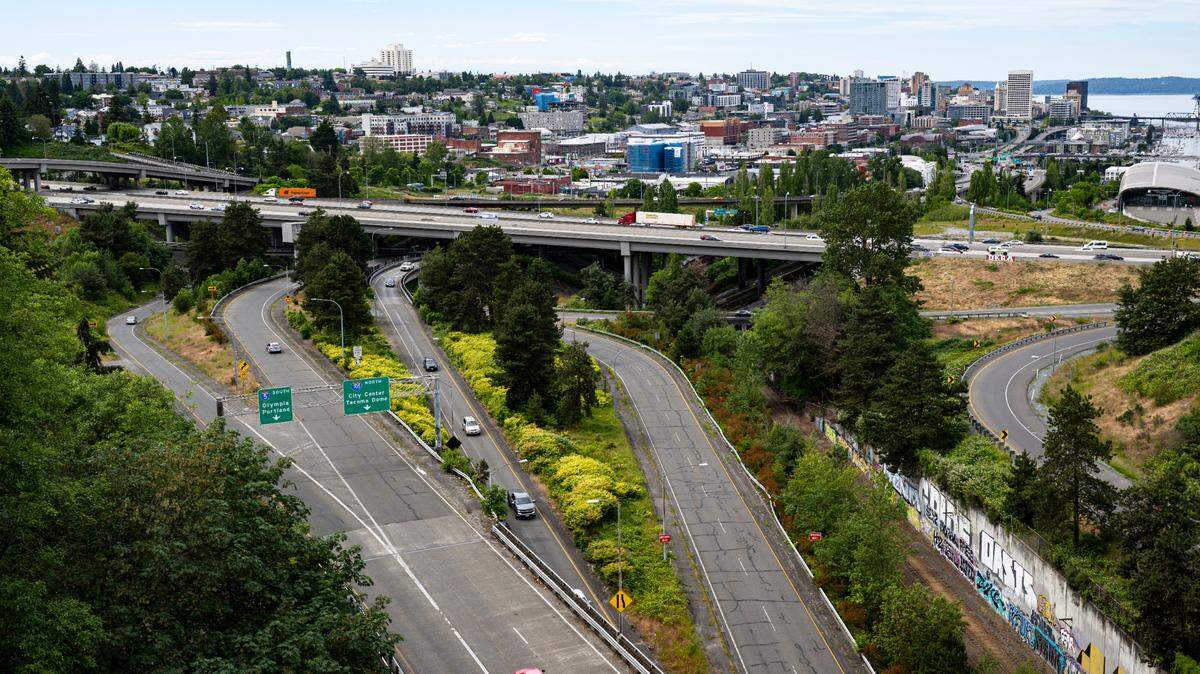 The view of Tacoma from the Harold G. Moss Bridge on Thursday, June 13, 2024, in Tacoma, Wash.