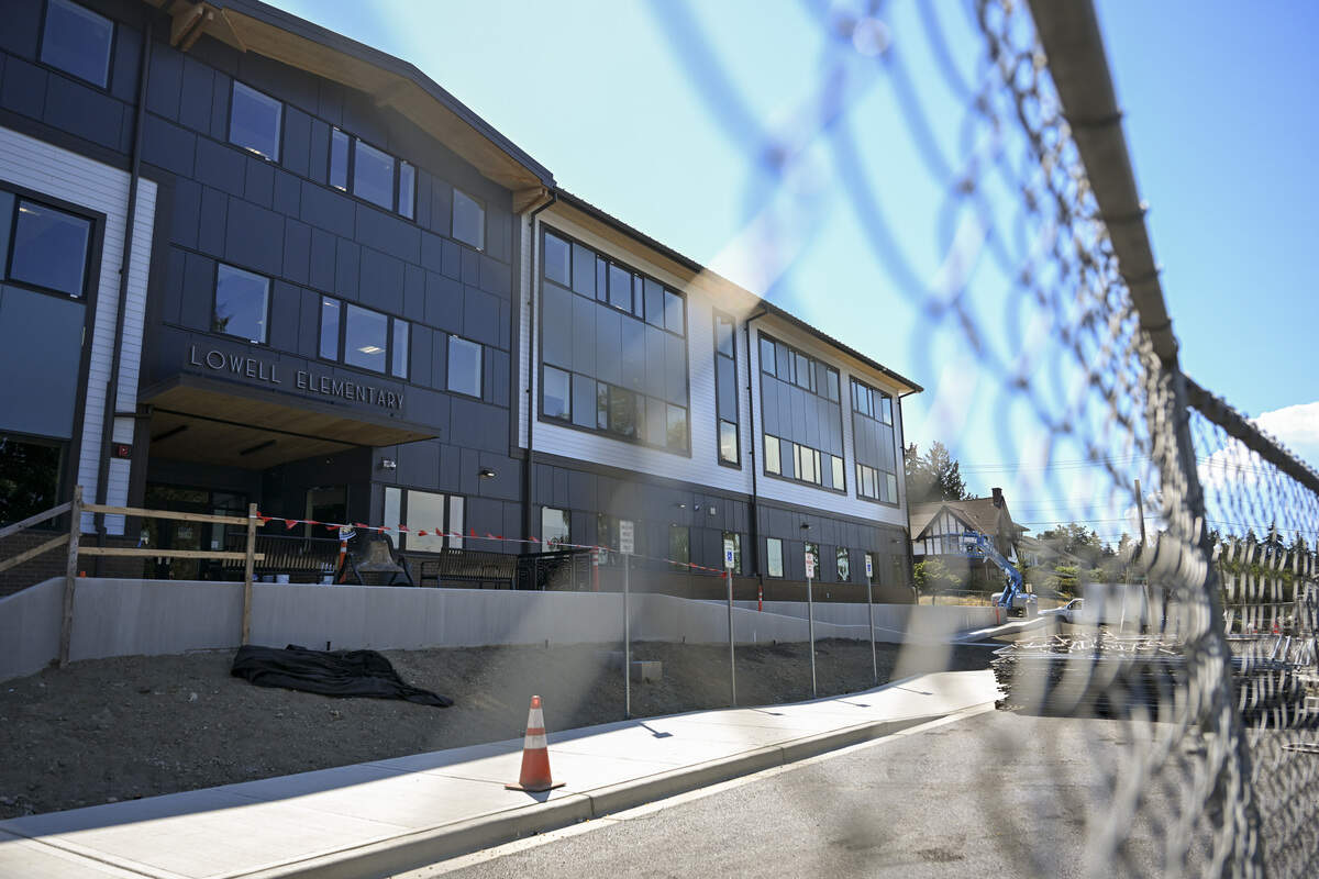 Construction continues at Lowell Elementary School on Wednesday, June 24, 2026, in Tacoma, Wash.