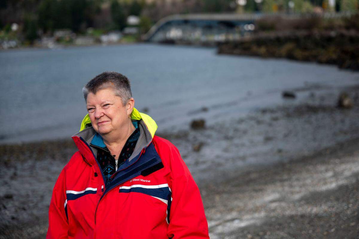 Patricia Peterson, a Fox Island resident for more than 35 years, is a part of a community effort to upgrade the only road off the island.